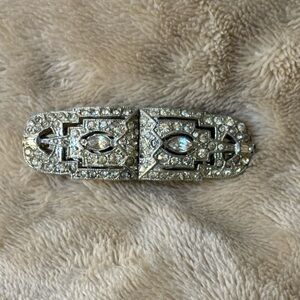 Vintage CORO Duette Signed Rhinestone Brooch Pin Pendant Dress Clip Art Deco 2”